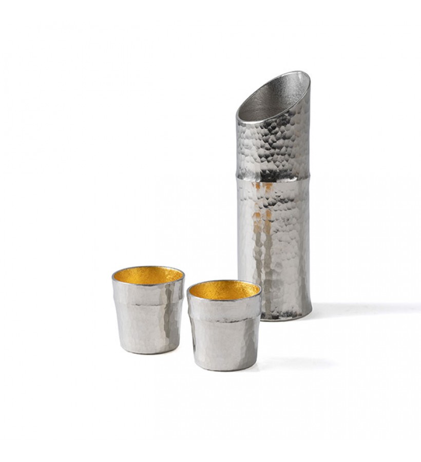 Bamboo Hammered Pewter Sake Set Bamboo Hammered Pewter Sake Set